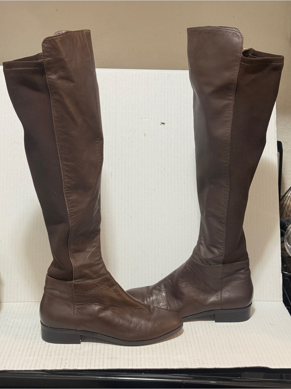 MICHAEL Michael Kors Bromley Brown Leather Flat Over The Knee Riding Boots 6 1/2